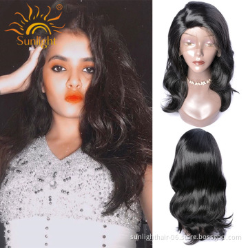 Free shipping 1b# natural Black Glueless HeatResistant synthetic hair wigs extension fiber hair ponytails with lace front